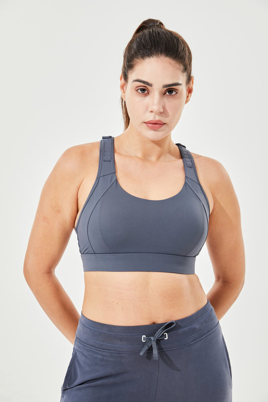 High Impact Adjustable Spirited Running Sports Bra With Moulded Cups & Clasp (Up to 5XL)