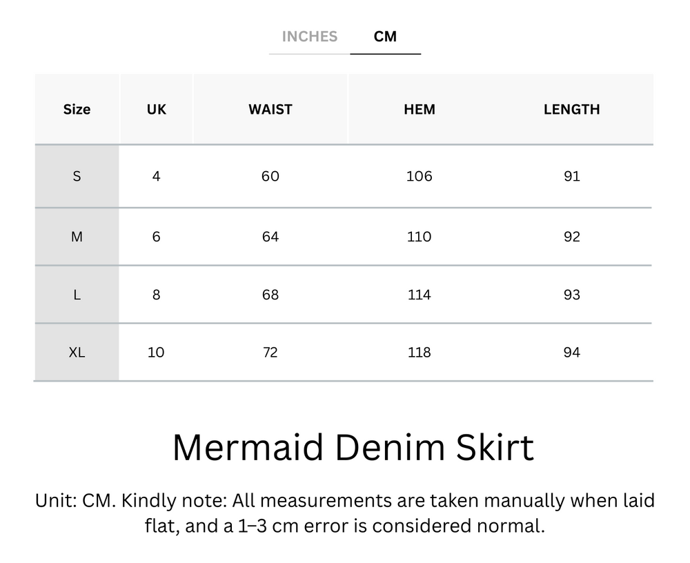 Cooling & Buttery Soft Mermaid Denim Skirt With Adjustable Waistband & Pockets