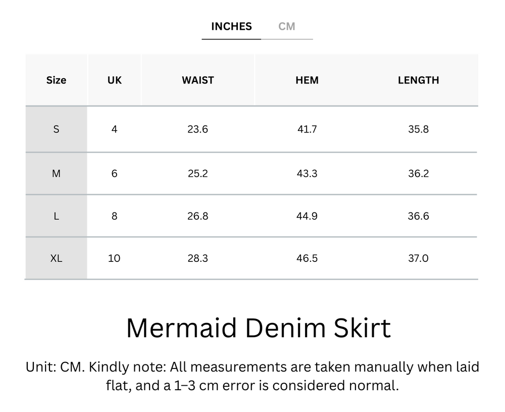Cooling & Buttery Soft Mermaid Denim Skirt With Adjustable Waistband & Pockets