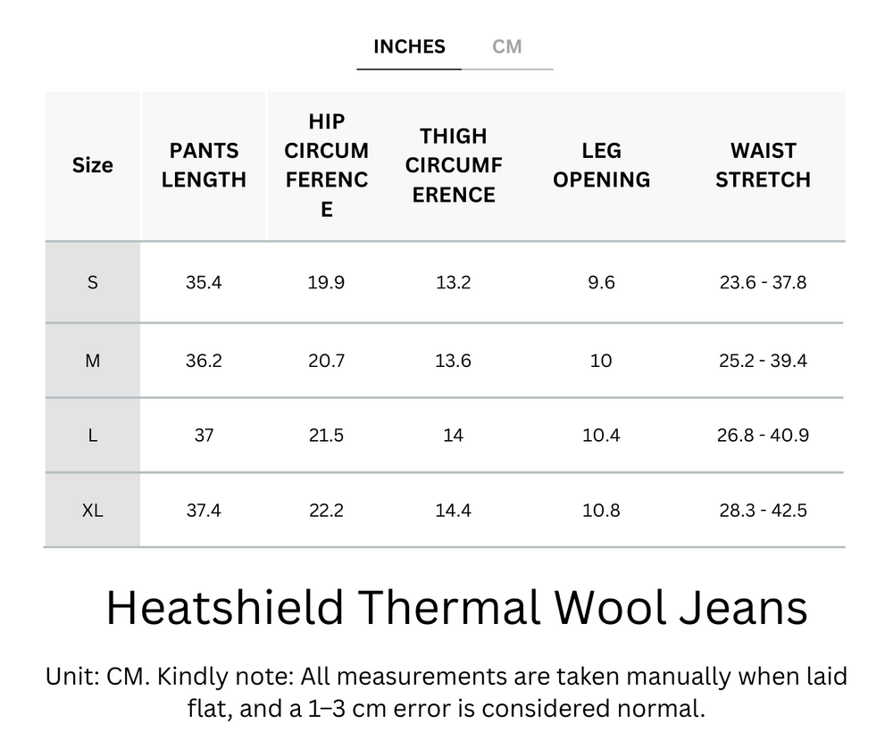 Buttery Soft Heatshield Thermal Wool Jeans With Adjustable Waistband With Pockets