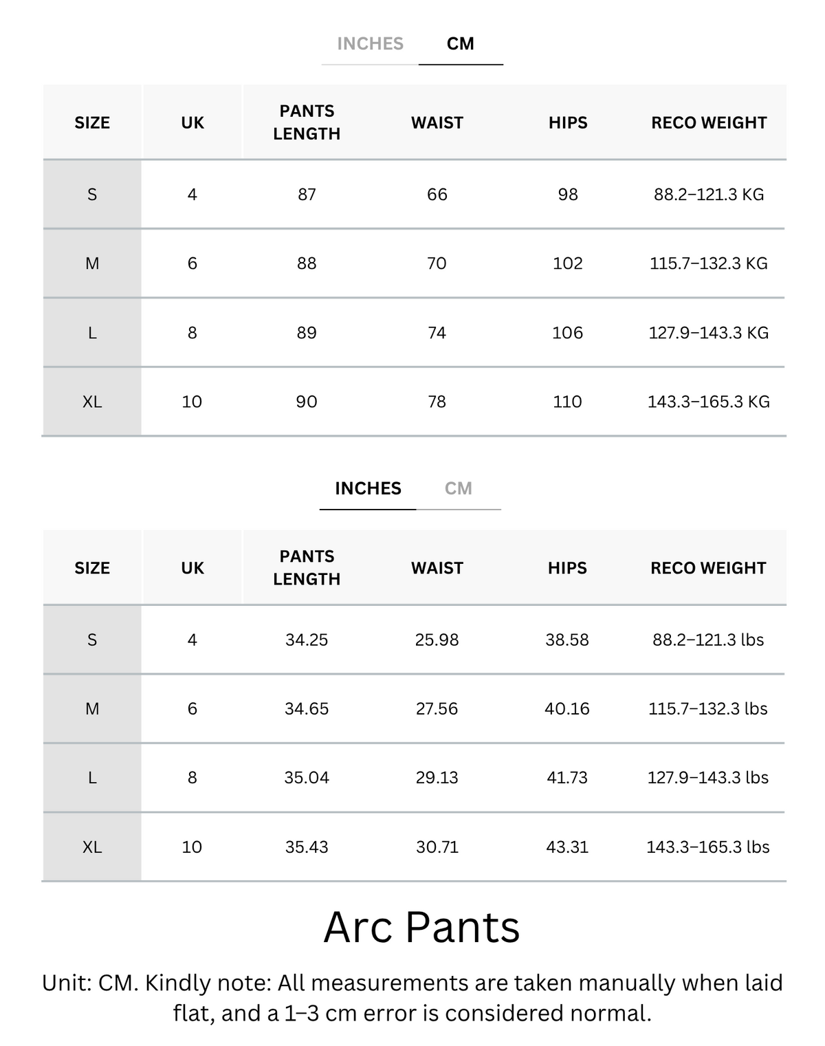 Size Chart