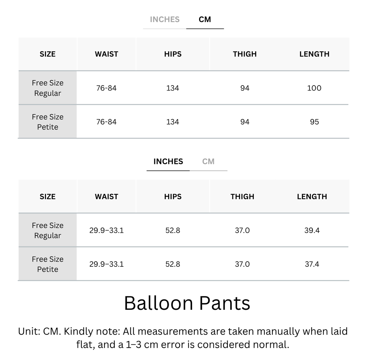Size Chart