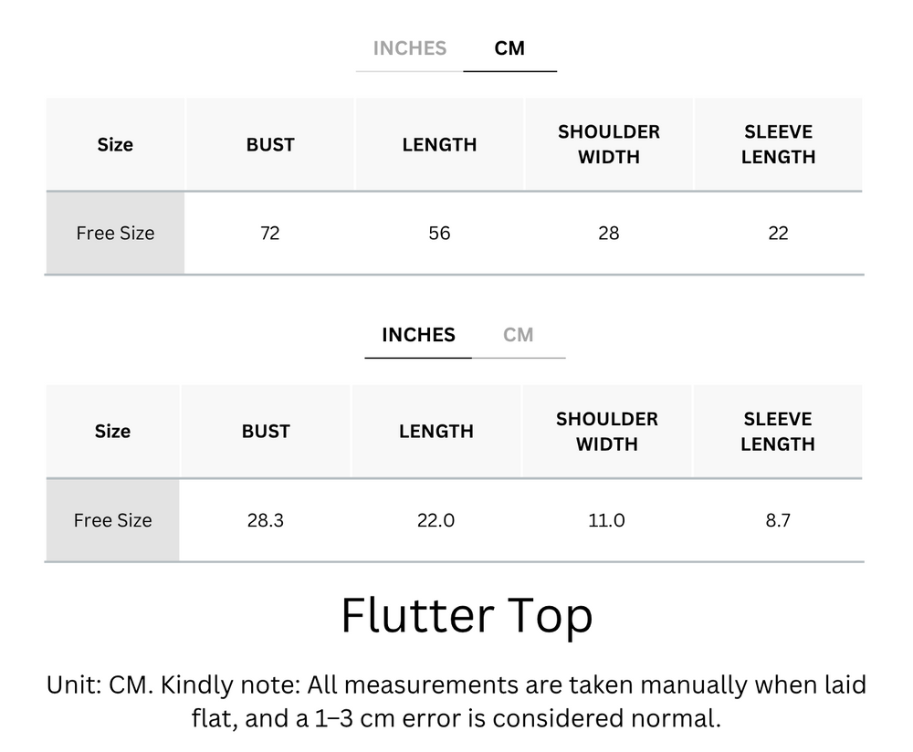 Wrinkle-Free, Cooling & Breathable Free Size Flutter Top