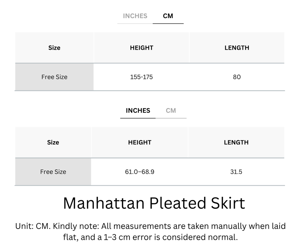 Cooling, Breathable & Stretchy Free Size Manhattan Pleated Denim Skirt With Pockets
