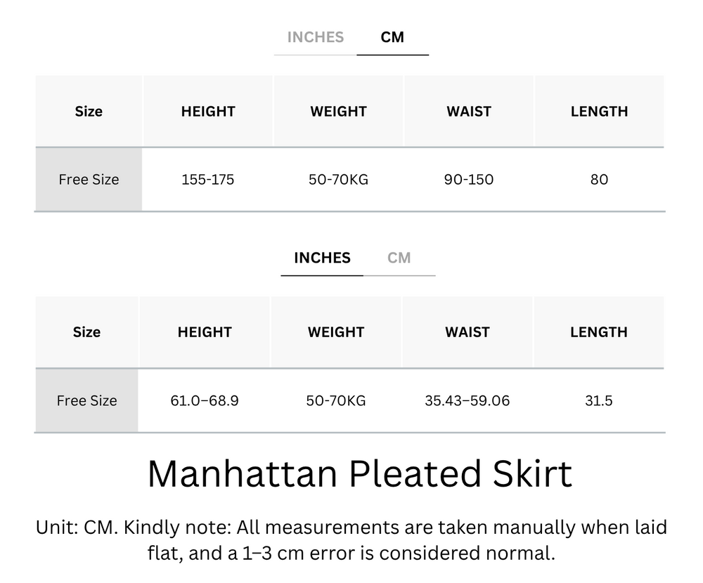 Cooling, Breathable & Stretchy Free Size Manhattan Pleated Denim Skirt With Pockets