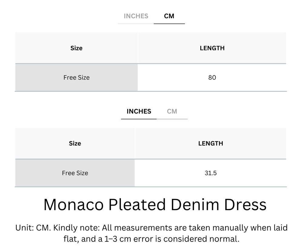 Wrinkle-Free, Cooling & Breathable Monaco Free Size Pleated Denim Dress With Sleeves