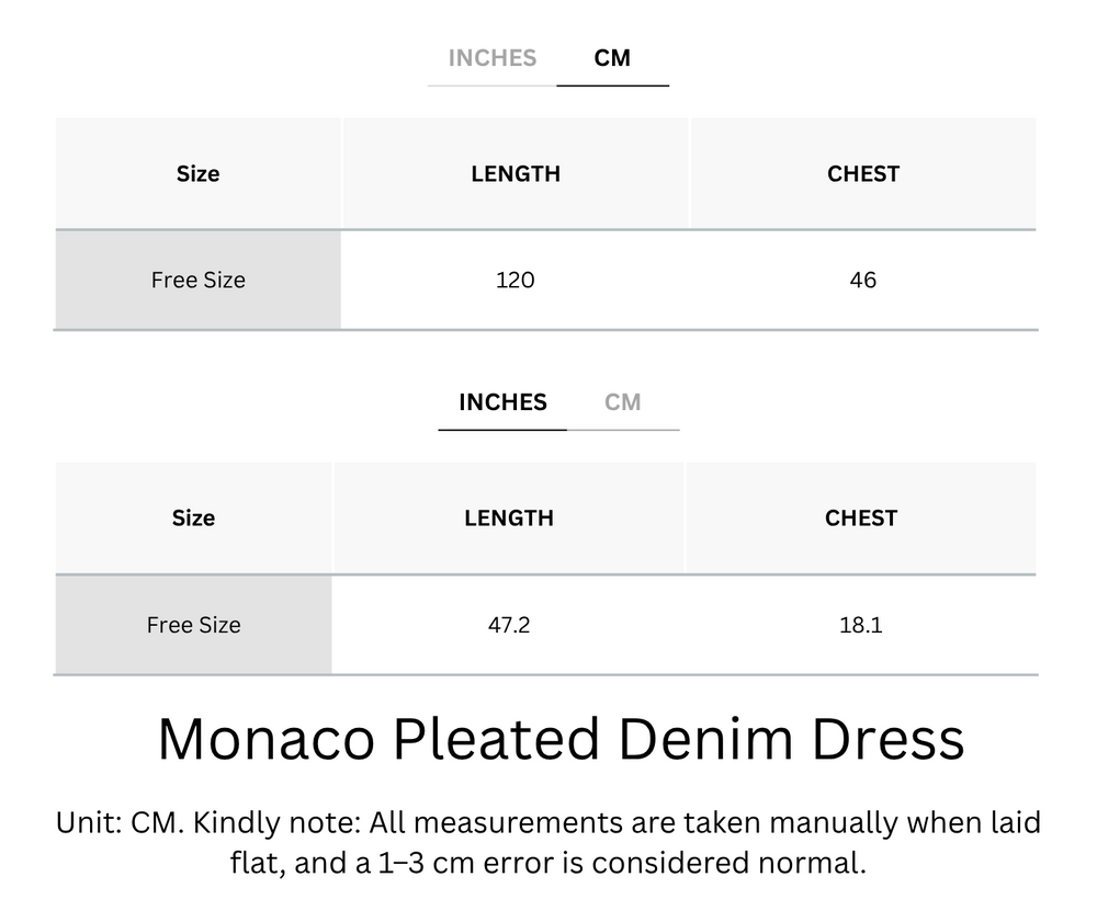 Wrinkle-Free, Cooling & Breathable Monaco Free Size Pleated Denim Dress With Sleeves