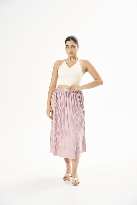 [2 Lengths] Cooling & Stretchable Swirl Pleated Skirt