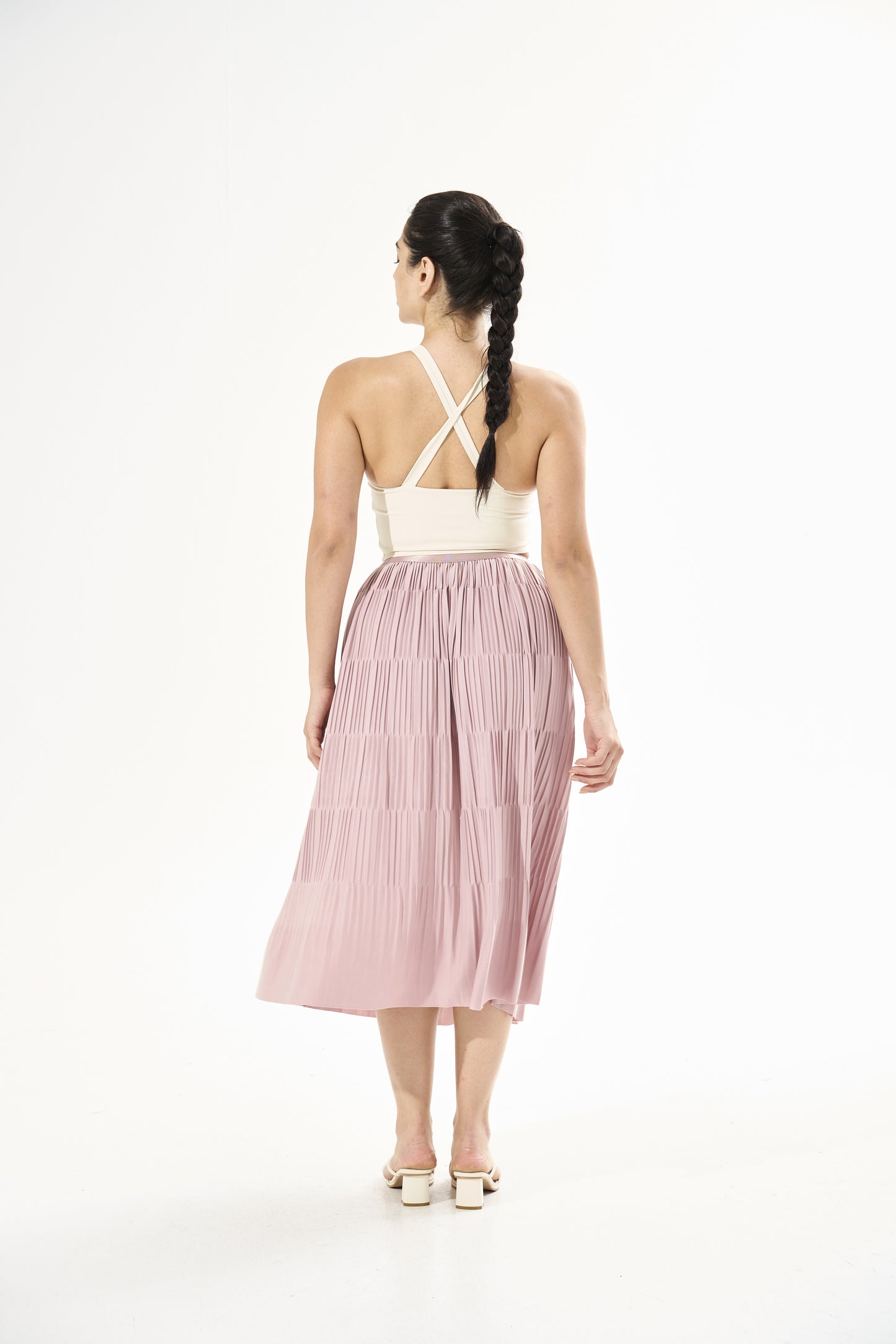 Cooling & Stretchable Swirl Pleated Skirt