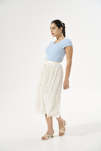 Cooling & Stretchable Swirl Pleated Skirt