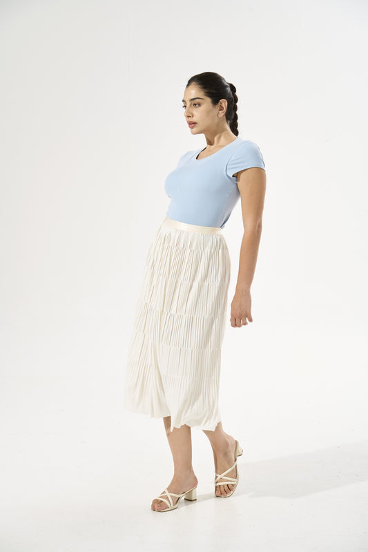 [2 Lengths] Cooling & Stretchable Swirl Pleated Skirt