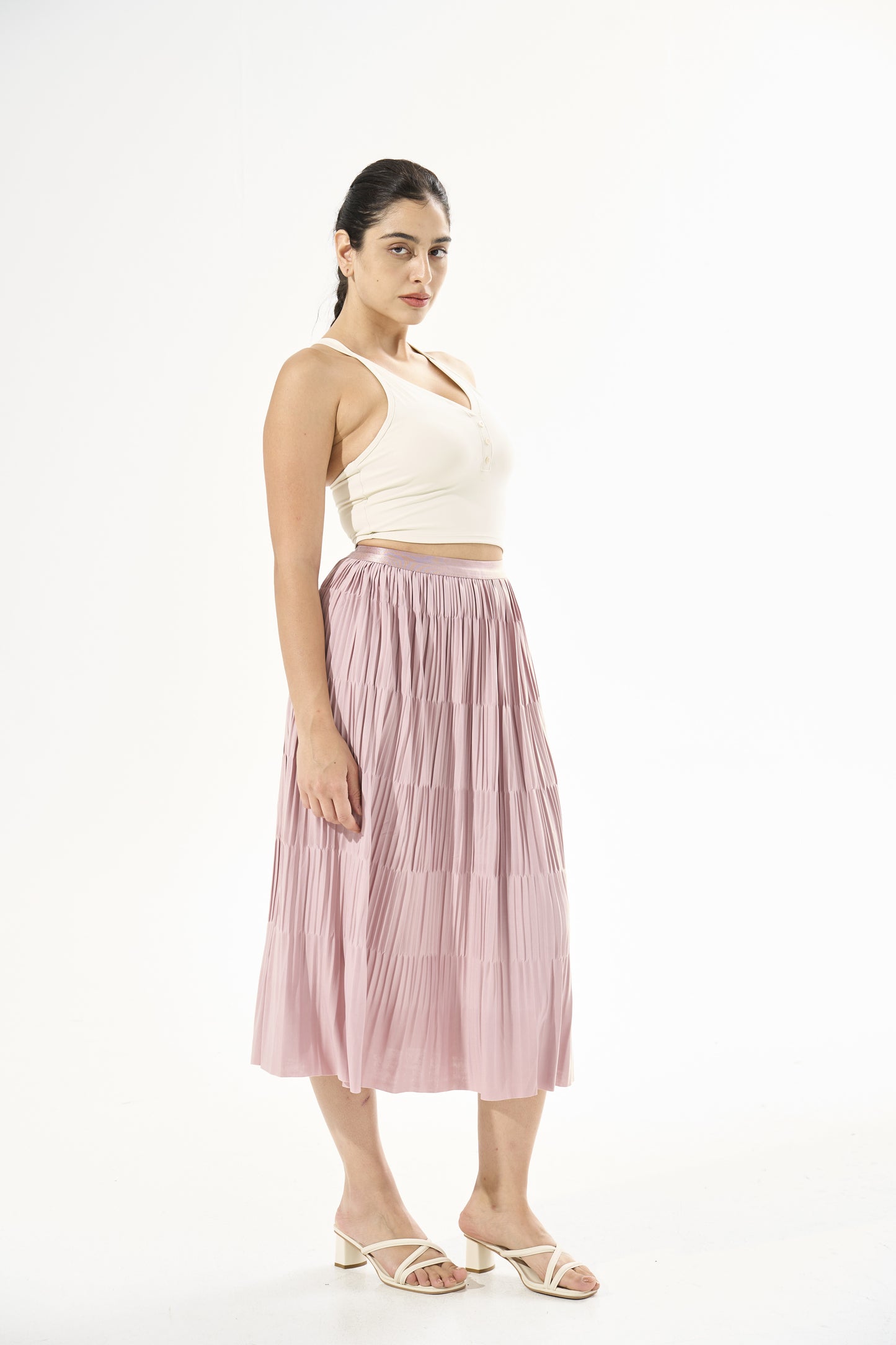 Cooling & Stretchable Swirl Pleated Skirt