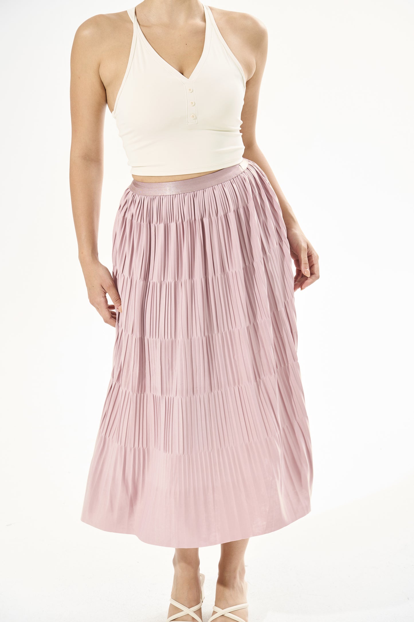 Cooling & Stretchable Swirl Pleated Skirt