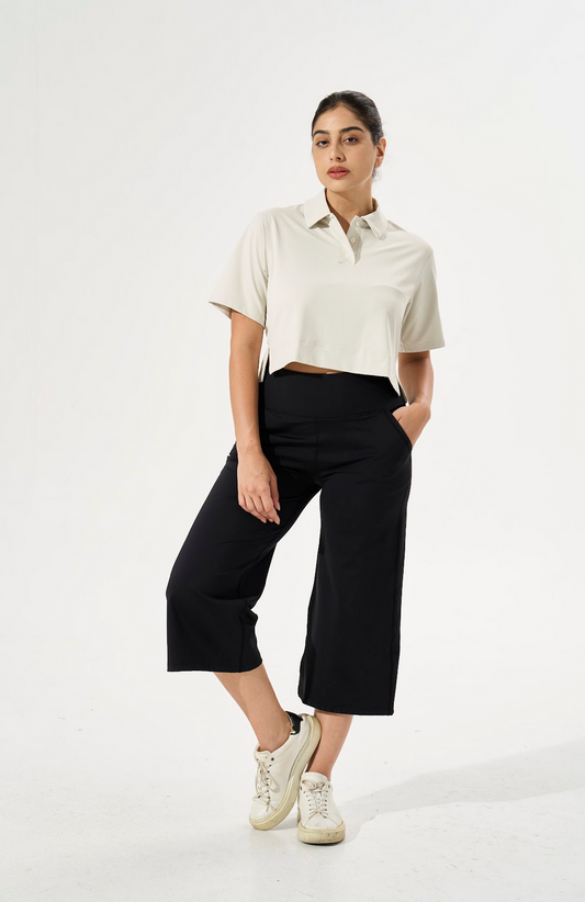 [Petite Collection] Cooling & Buttery Soft Lush Cropped Pants With Stretchable Waistband & Pockets