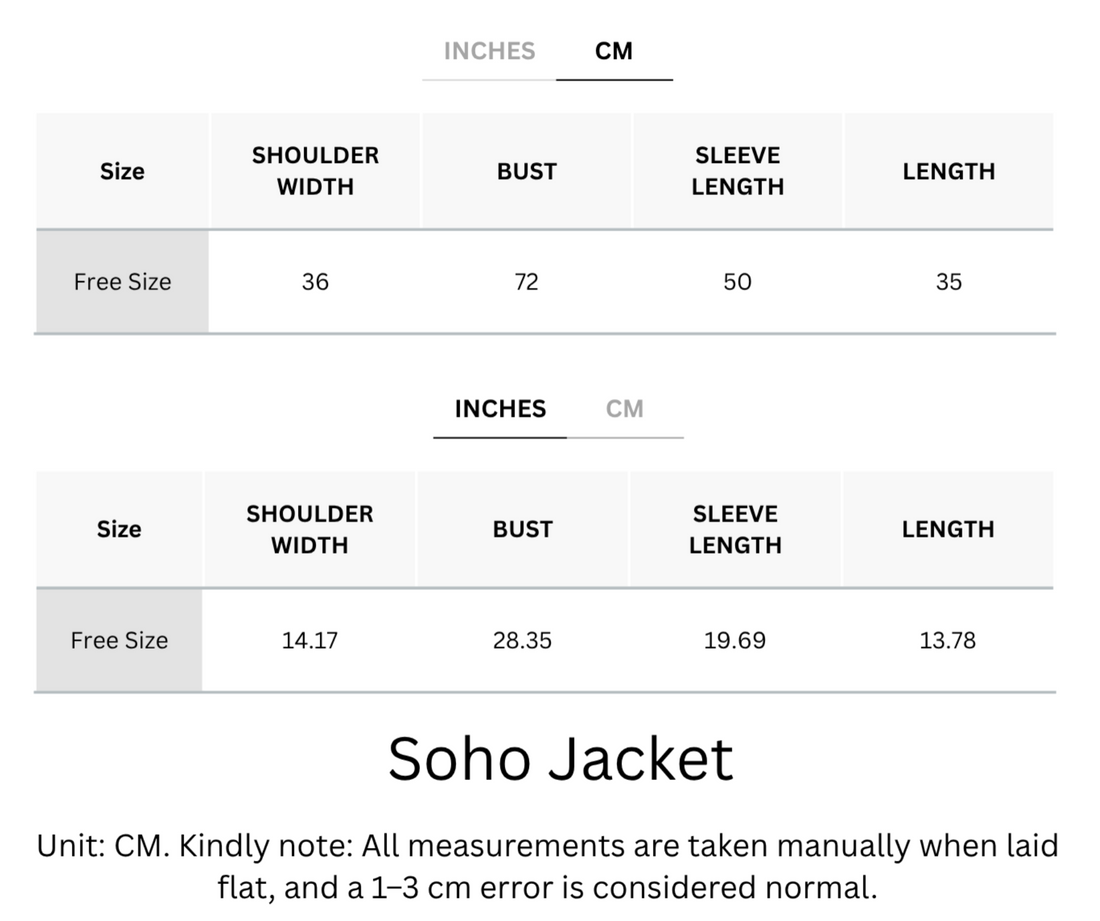 Wrinkle-Free, Cooling & Breathable Soho "Denim" Free Size Jacket