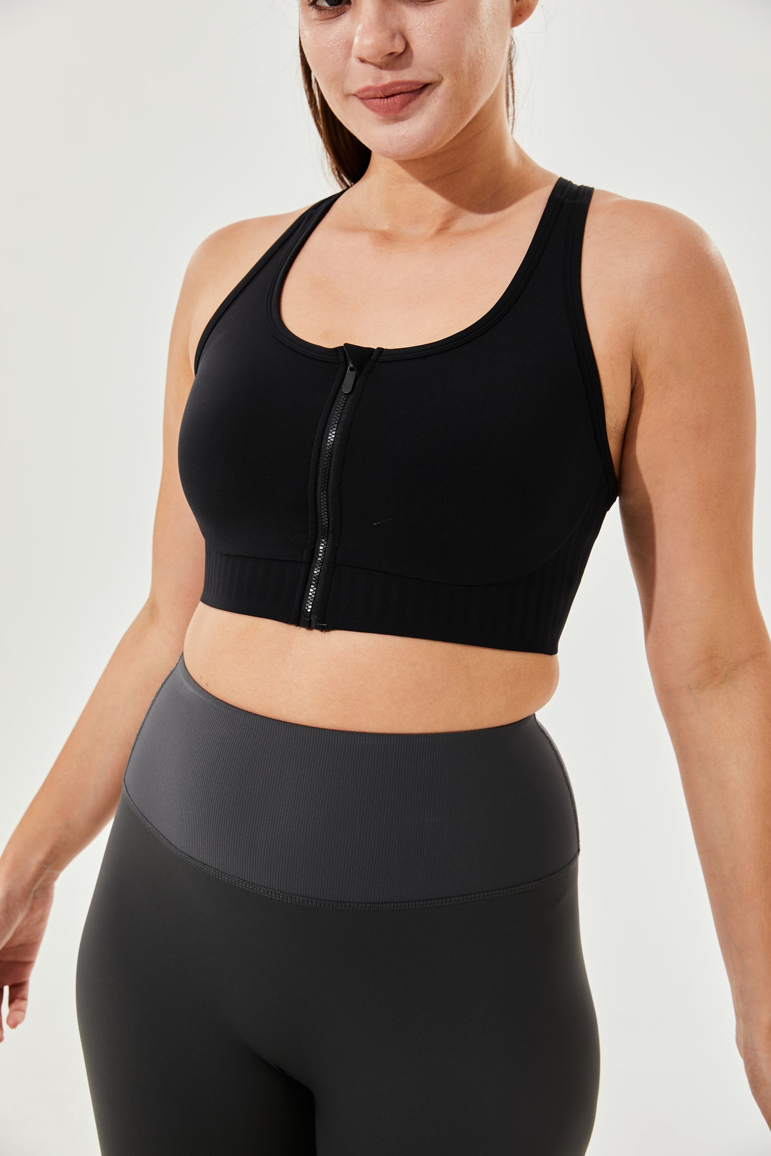 Sports bra with zip & moulded cups Singapore, Australia