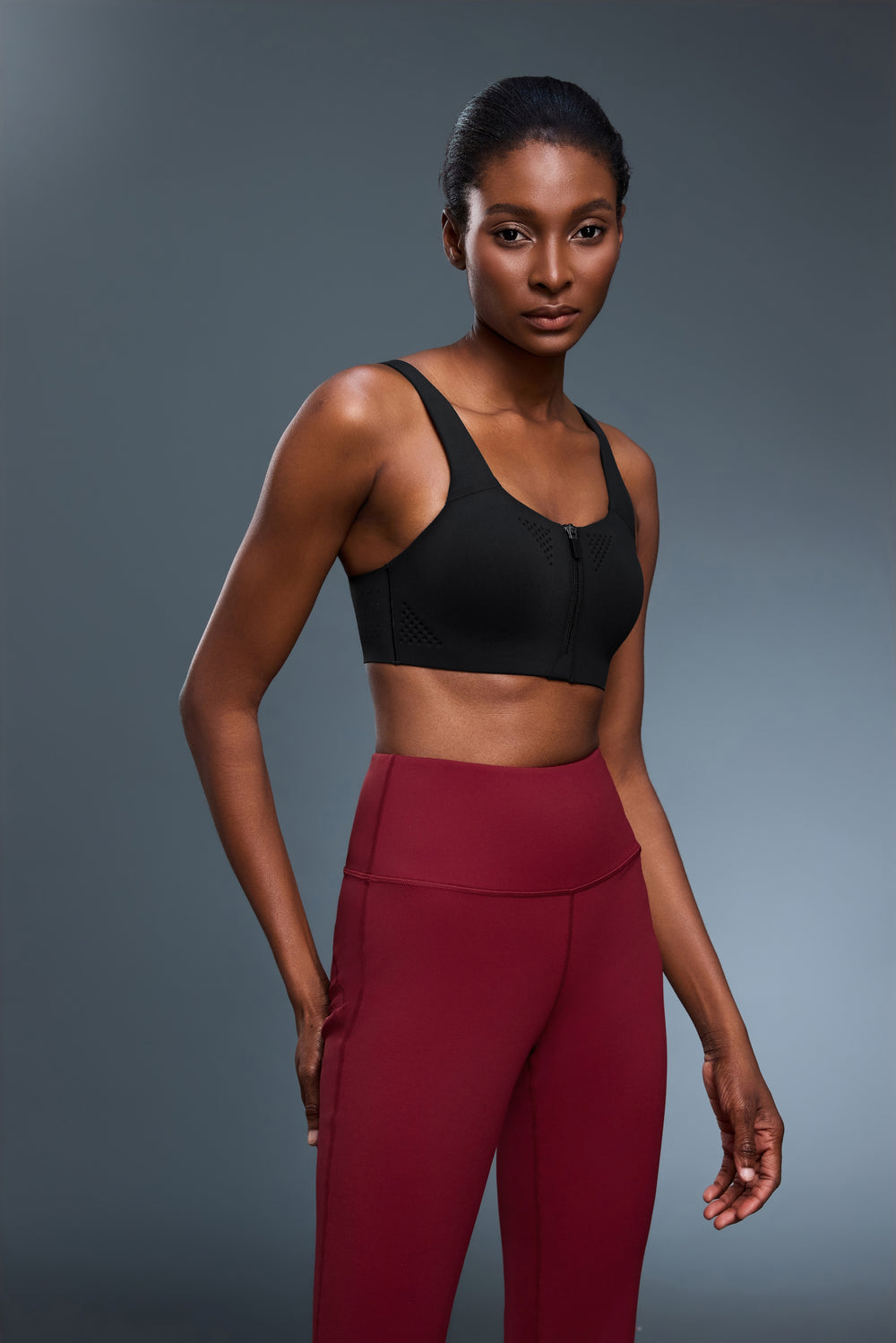 Buy 1, Get 1 Free - High Impact Seamless Rebel Sports Bra With Adjustable Straps, Moulded Cups & Front Zip