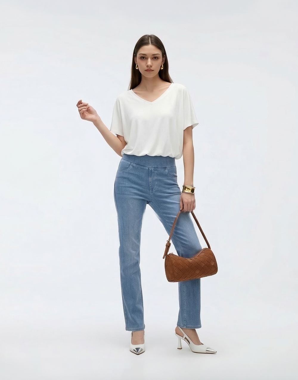 Cooling, Buttery Soft & Tummy Control Straight Cut Contour Jeans With Pockets