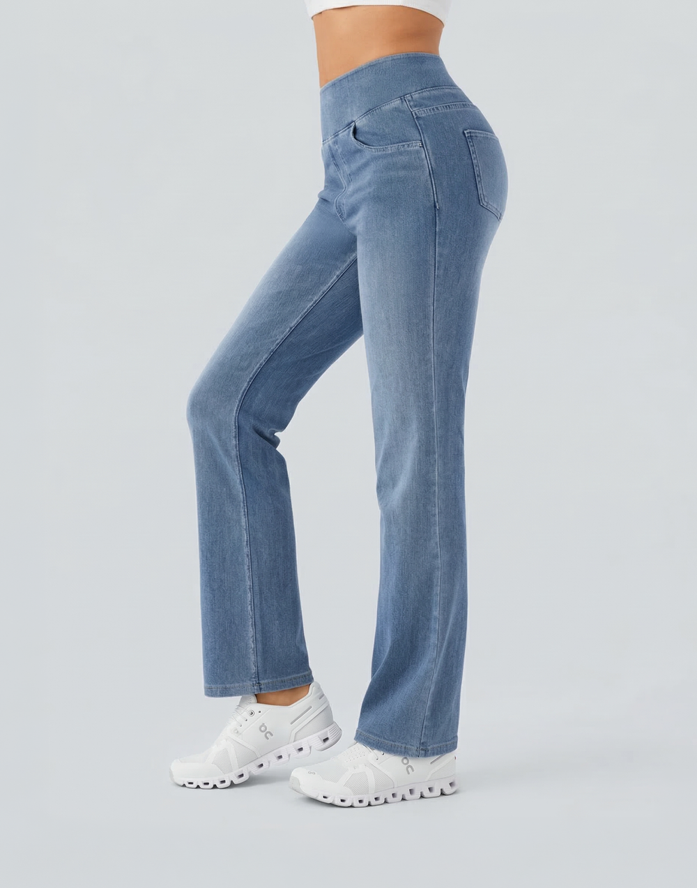 Cooling, Buttery Soft & Tummy Control Straight Cut Contour Jeans With Pockets