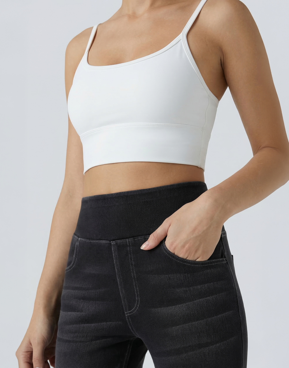 Cooling, Buttery Soft & Tummy Control Straight Cut Contour Jeans With Pockets