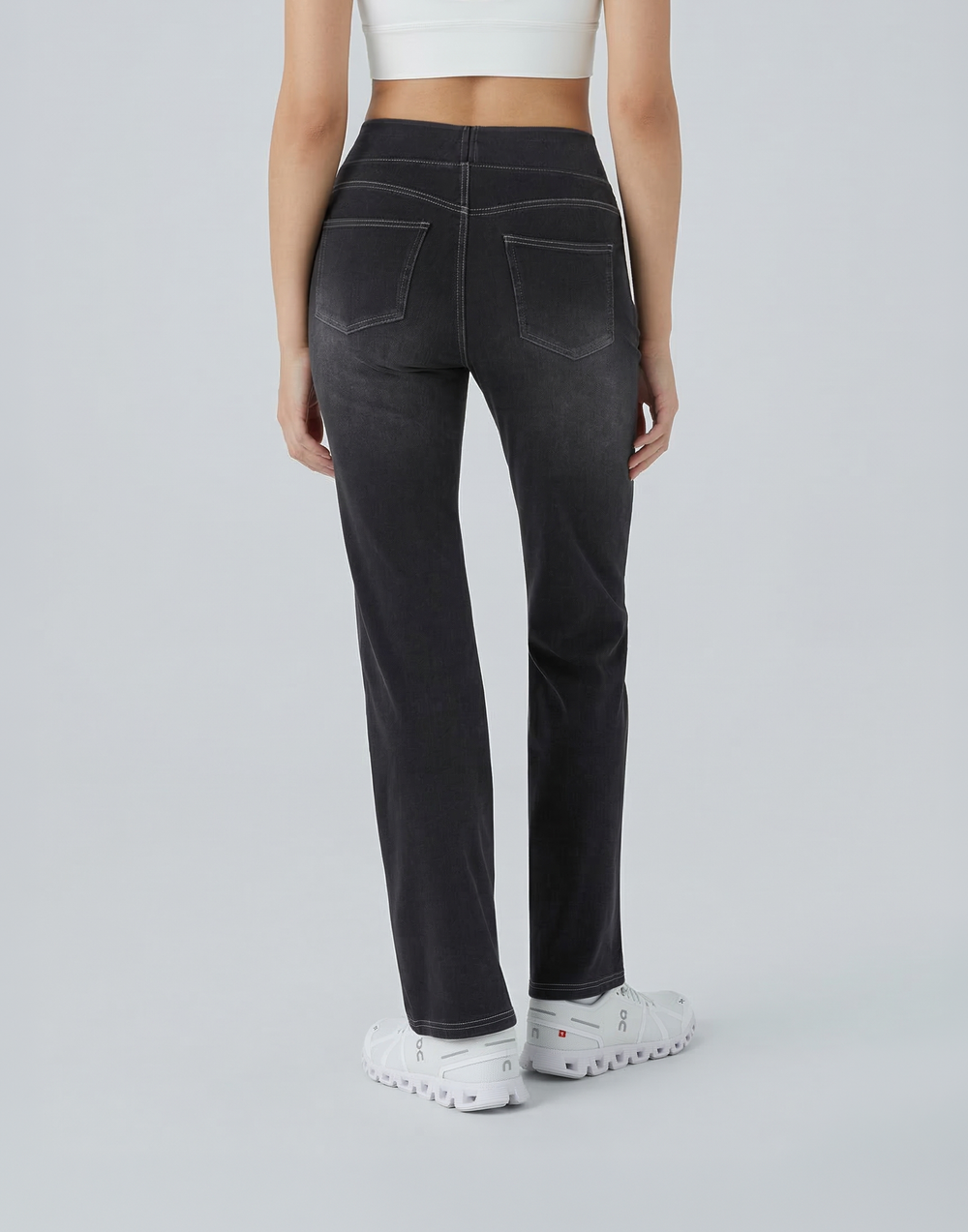 Cooling, Buttery Soft & Tummy Control Straight Cut Contour Jeans With Pockets