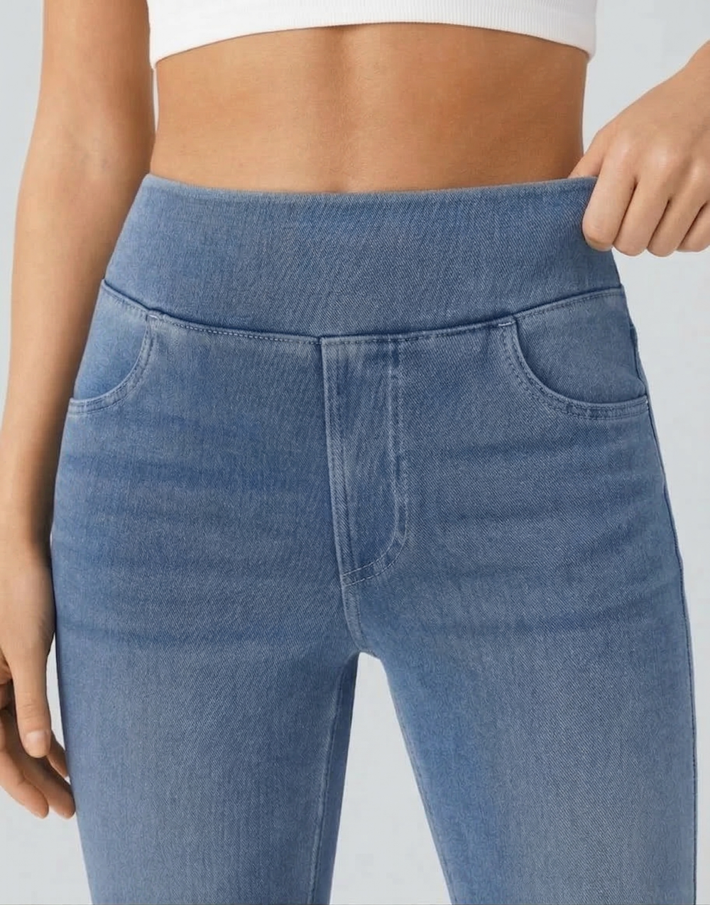 Cooling, Buttery Soft & Tummy Control Straight Cut Contour Jeans With Pockets