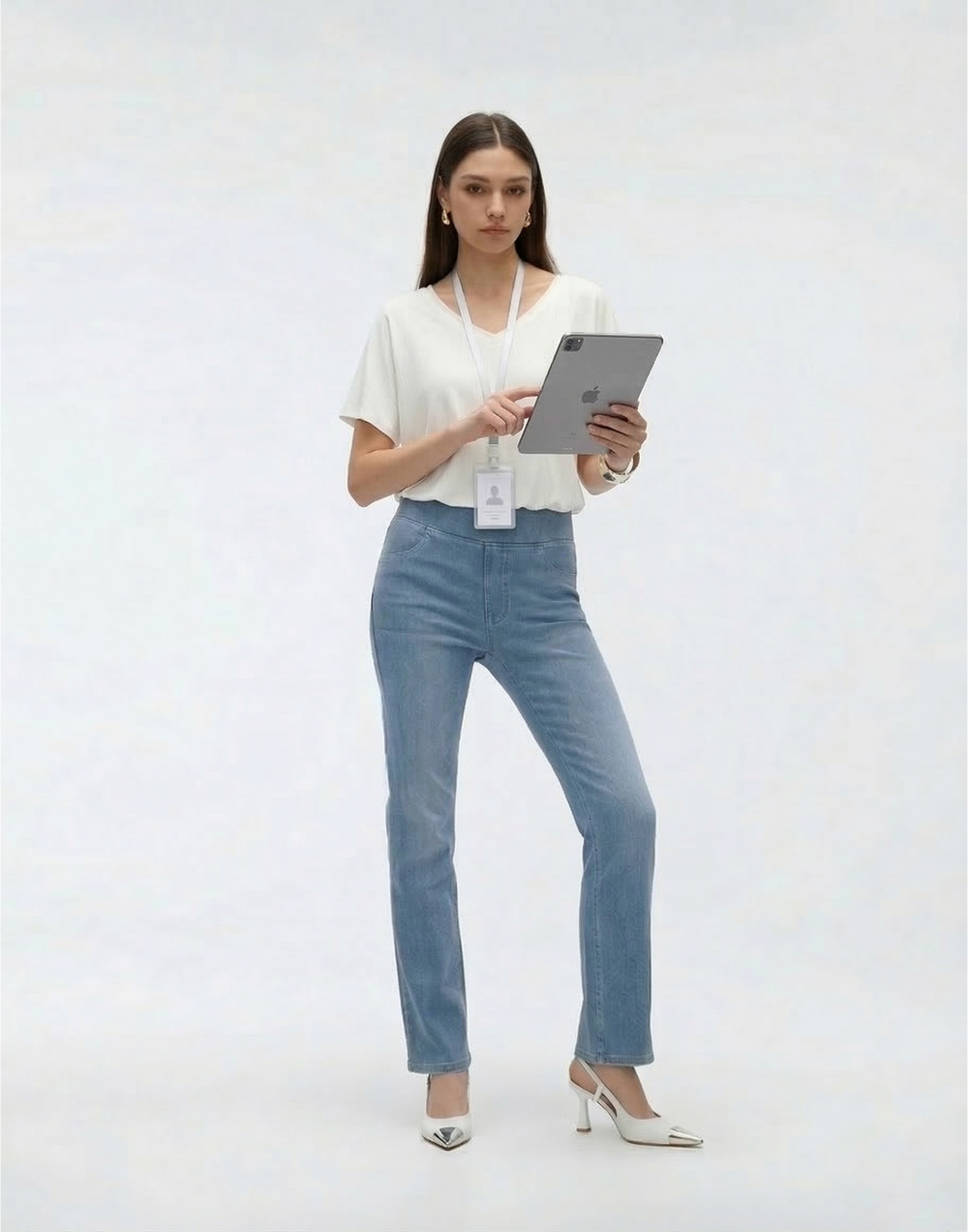 Cooling, Buttery Soft & Tummy Control Straight Cut Contour Jeans With Pockets