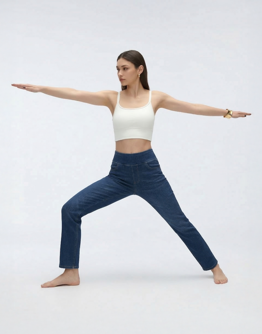 Cooling, Buttery Soft & Tummy Control Straight Cut Contour Jeans With Pockets