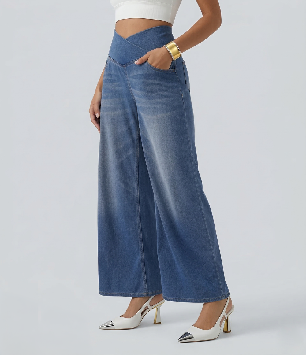 Cooling & Buttery Soft With Tummy Control Loose Cut Booty Jeans With Pockets