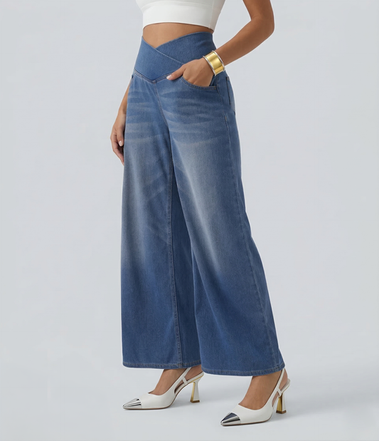 Cooling & Buttery Soft With Tummy Control Loose Cut Booty Jeans With Pockets