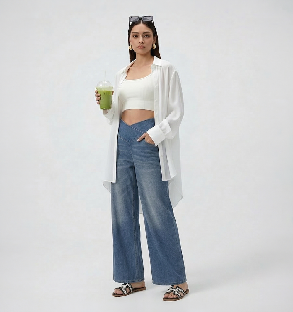 Cooling & Buttery Soft With Tummy Control Loose Cut Booty Jeans With Pockets