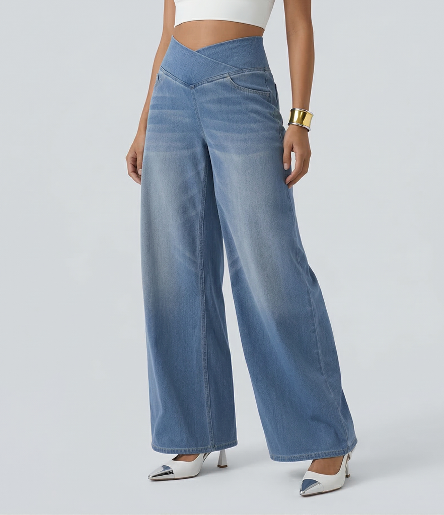 Cooling & Buttery Soft With Tummy Control Loose Cut Booty Jeans With Pockets