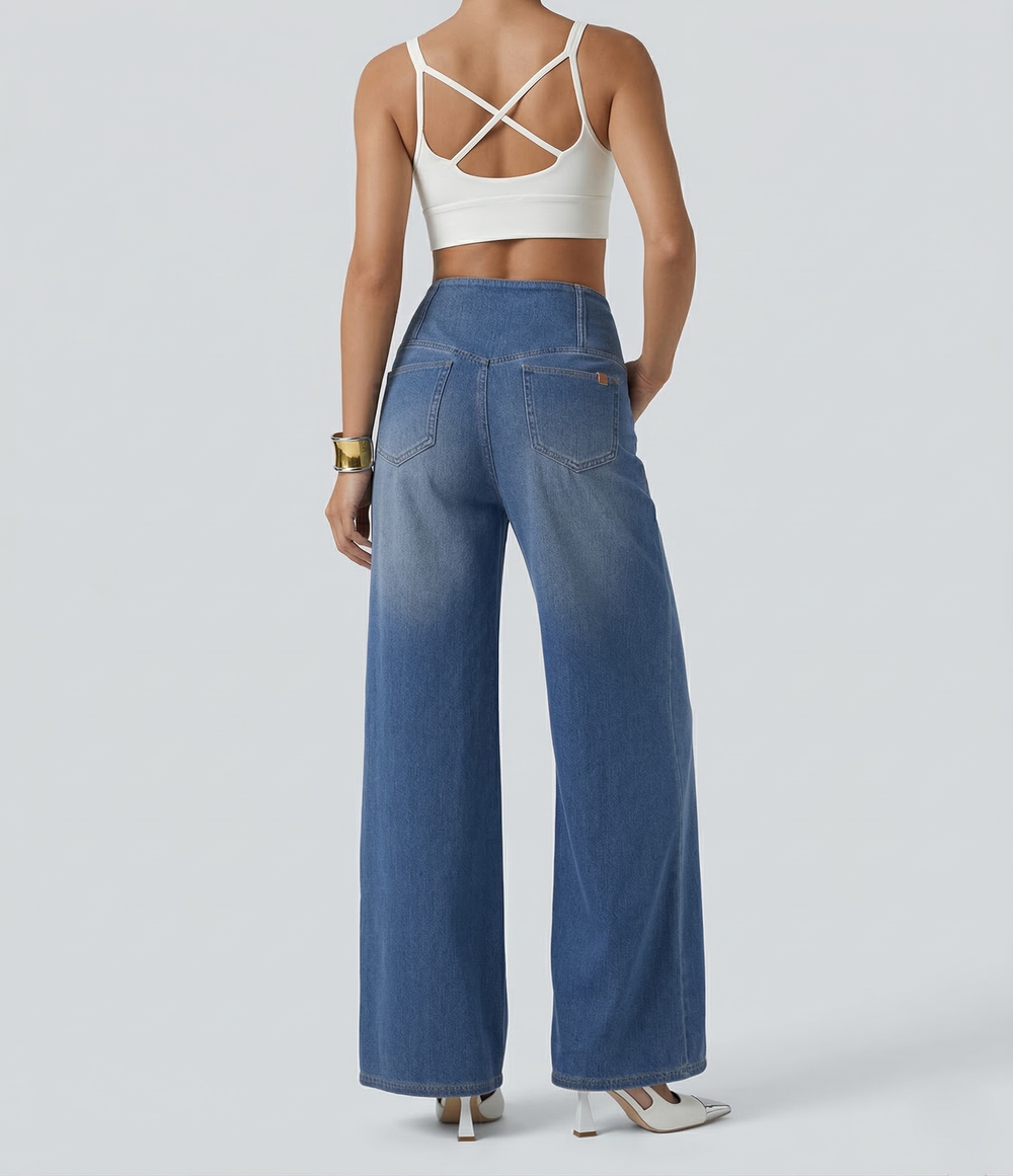 Cooling & Buttery Soft With Tummy Control Loose Cut Booty Jeans With Pockets