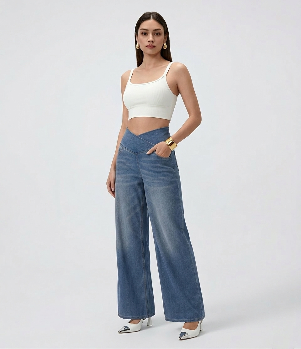 Cooling & Buttery Soft With Tummy Control Loose Cut Booty Jeans With Pockets
