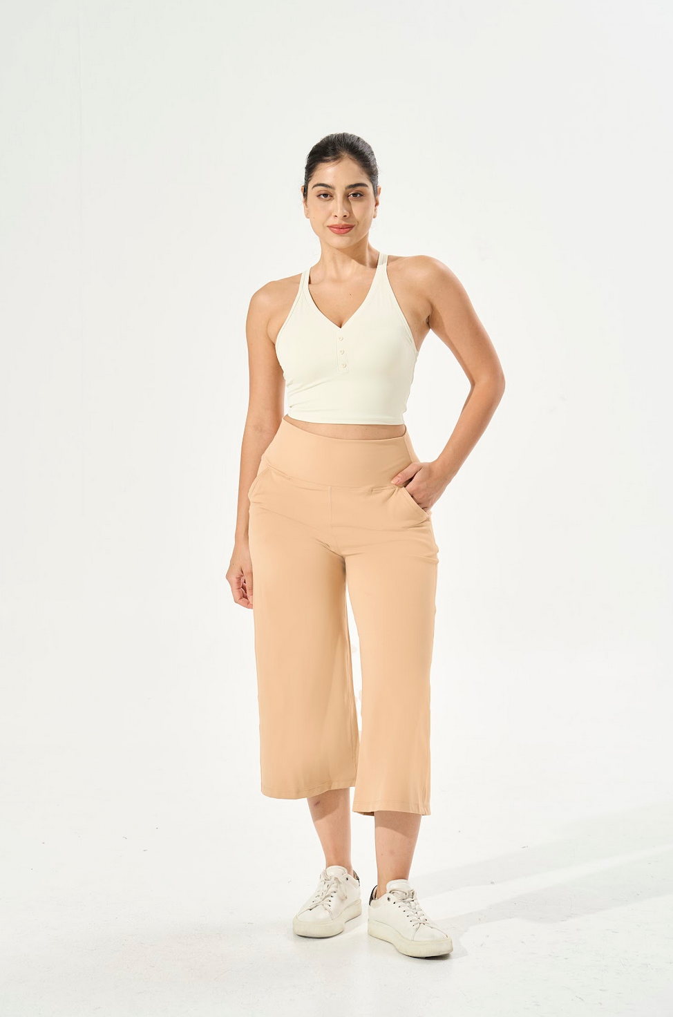 Tangs Display - [Petite Collection] Cooling & Buttery Soft Lush Cropped Pants With Stretchable Waistband & Pockets