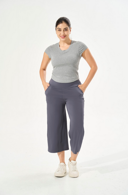 [Petite Collection] Cooling & Buttery Soft Lush Cropped Pants With Stretchable Waistband & Pockets