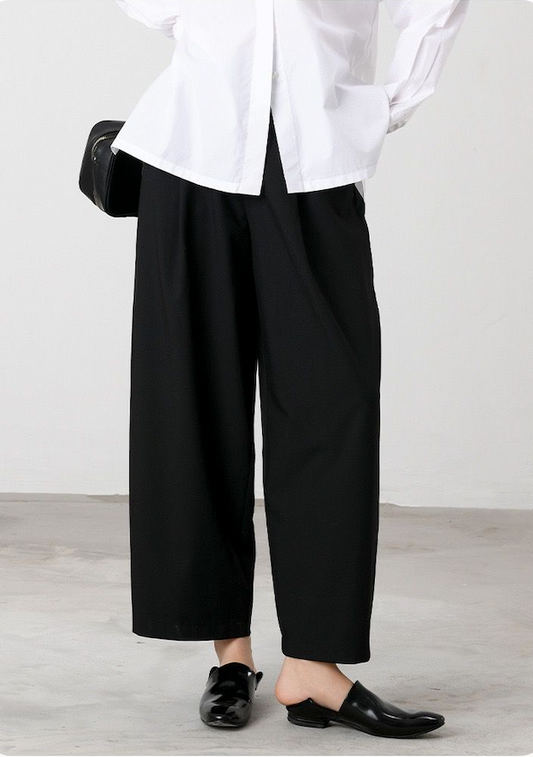 [Petite Collection] Cooling & Breathable Refresh Wide Leg Trouser With Stretchable Waistband & Pockets