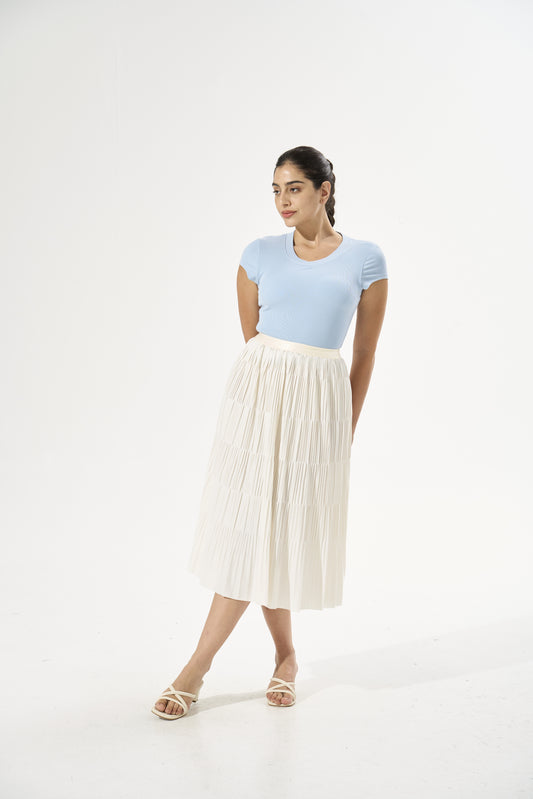 Cooling & Stretchable Swirl Pleated Skirt