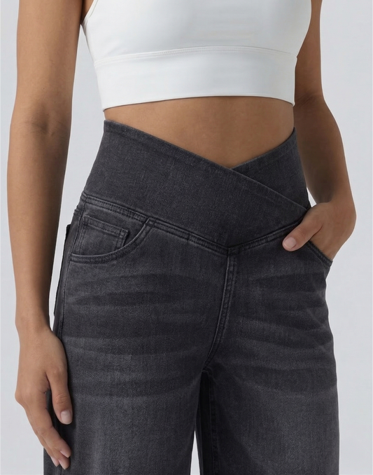 Cooling & Buttery Soft With Tummy Control Loose Cut Booty Jeans With Pockets