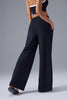 black chic office pants women stretch fabric back view