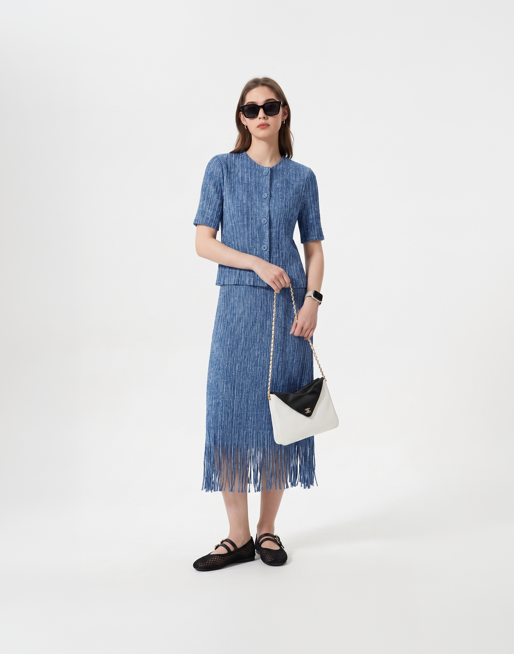 Wrinkle-Free, Cooling & Breathable Free Size Cascade Pleated Set