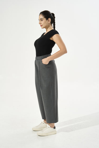 [Petite Collection] Cooling & Breathable Refresh Wide Leg Trouser With Stretchable Waistband & Pockets