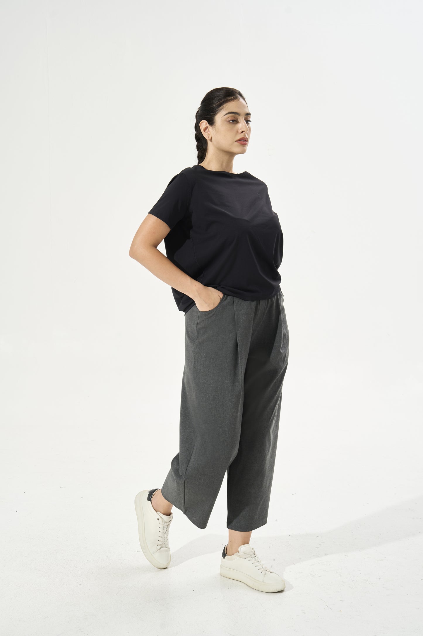 [Petite Collection] Cooling & Breathable Refresh Wide Leg Trouser With Stretchable Waistband & Pockets