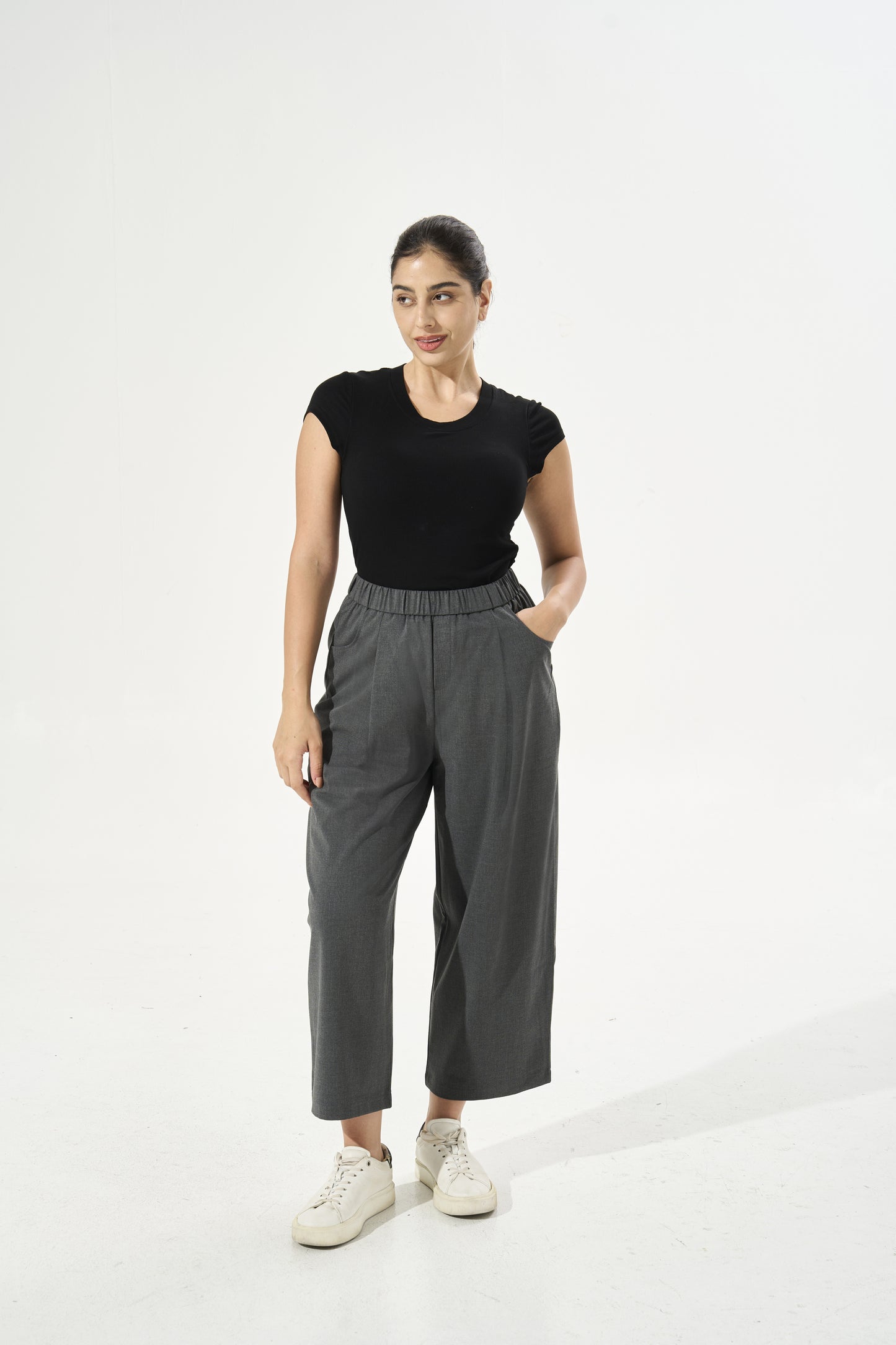 [Petite Collection] Cooling & Breathable Refresh Wide Leg Trouser With Stretchable Waistband & Pockets