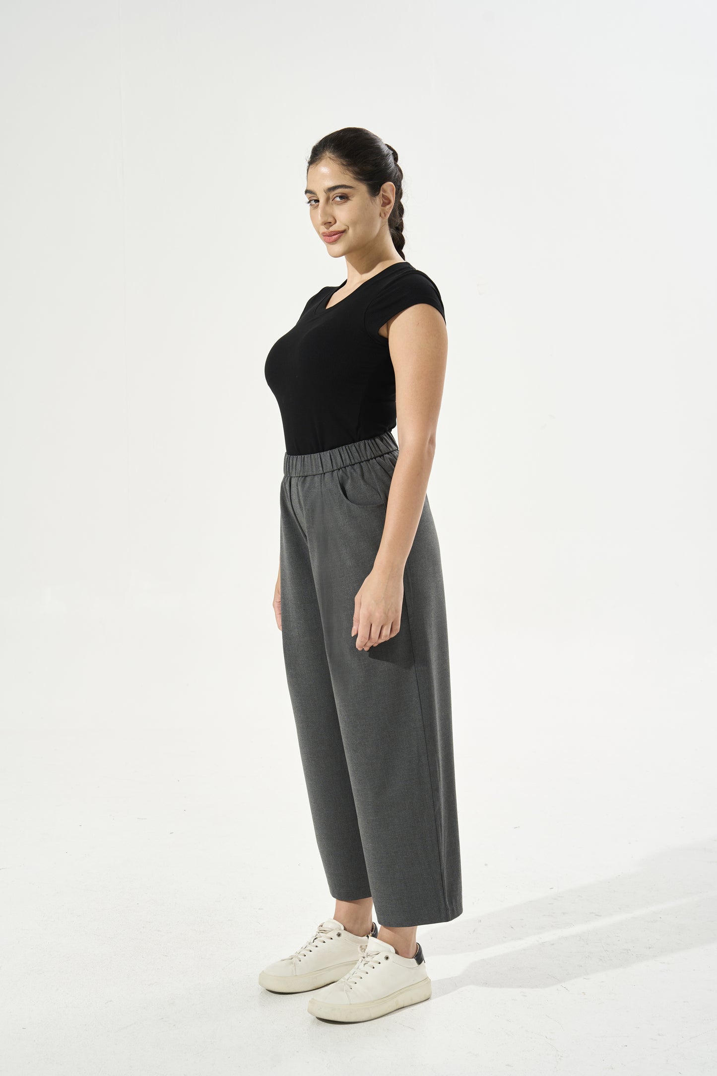 [Petite Collection] Cooling & Breathable Refresh Wide Leg Trouser With Stretchable Waistband & Pockets