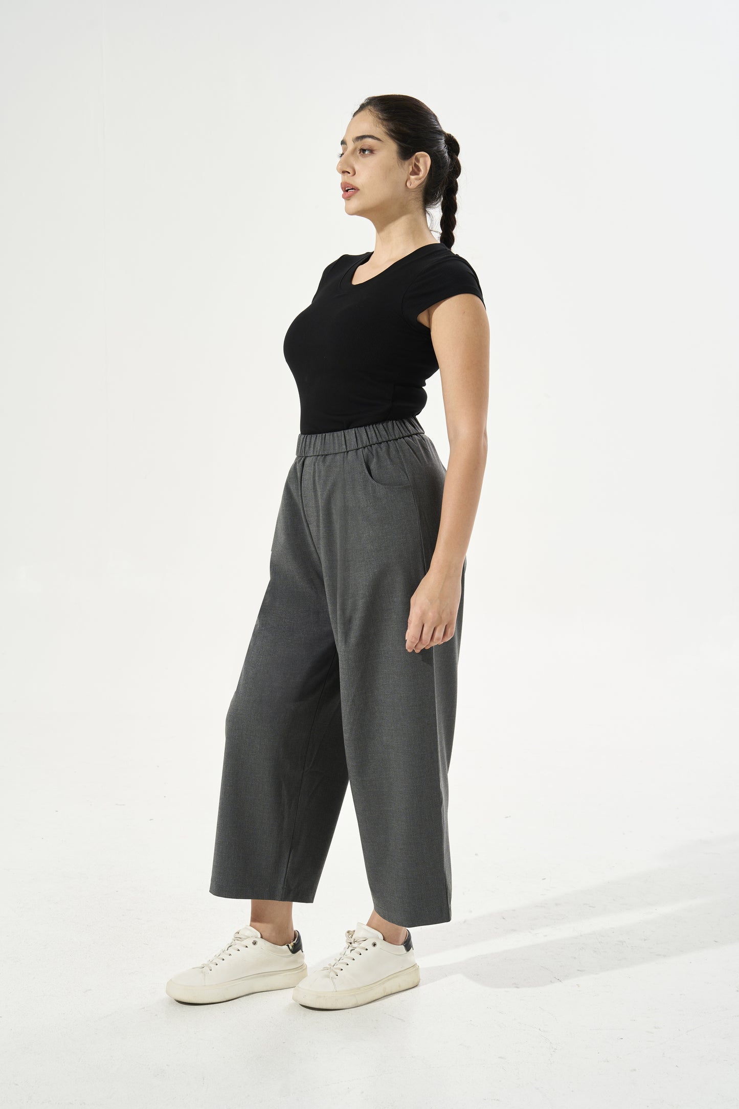 [Petite Collection] Cooling & Breathable Refresh Wide Leg Trouser With Stretchable Waistband & Pockets