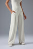 cream breathable stretch pants women front view