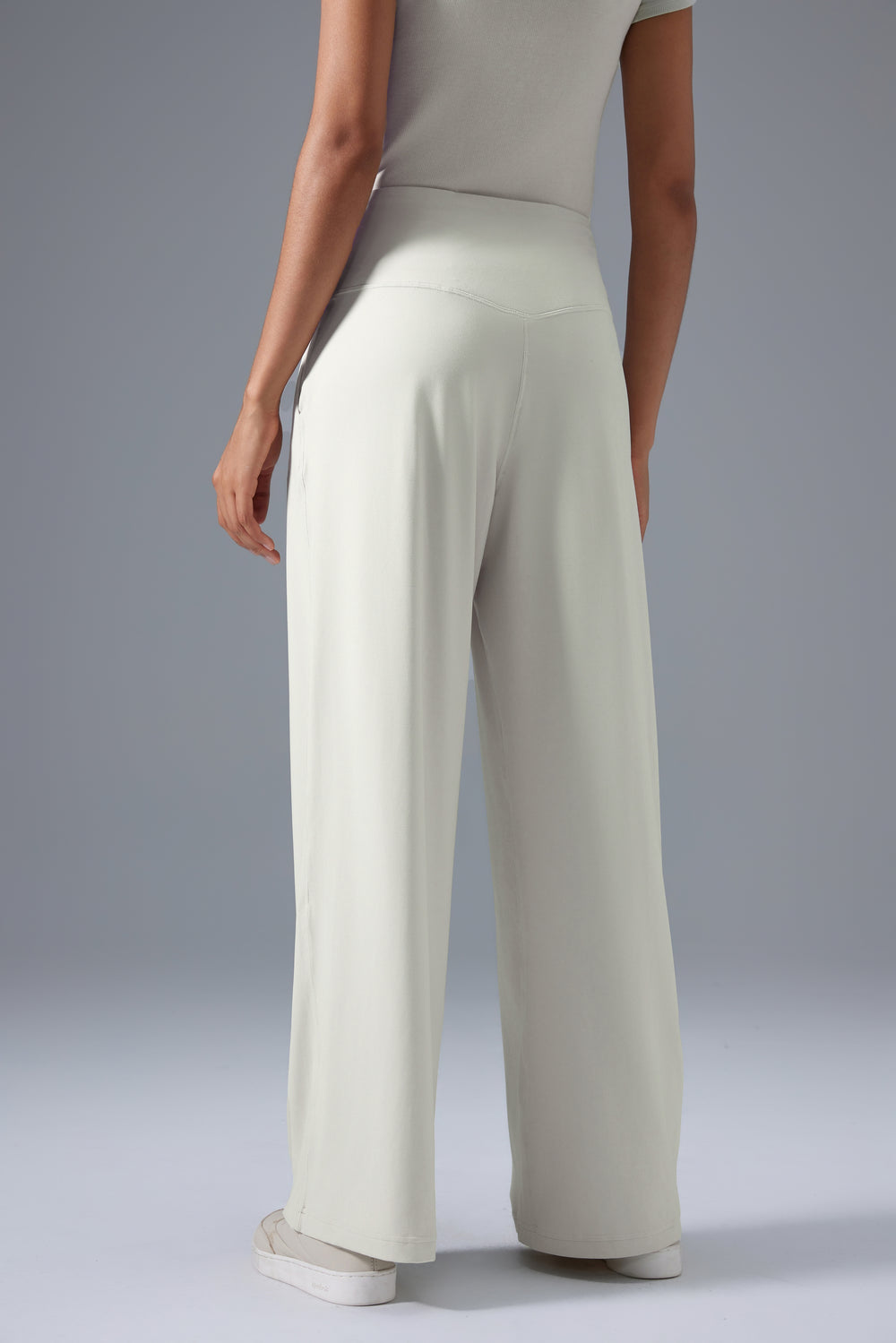 cream chic stretch work pants women back view