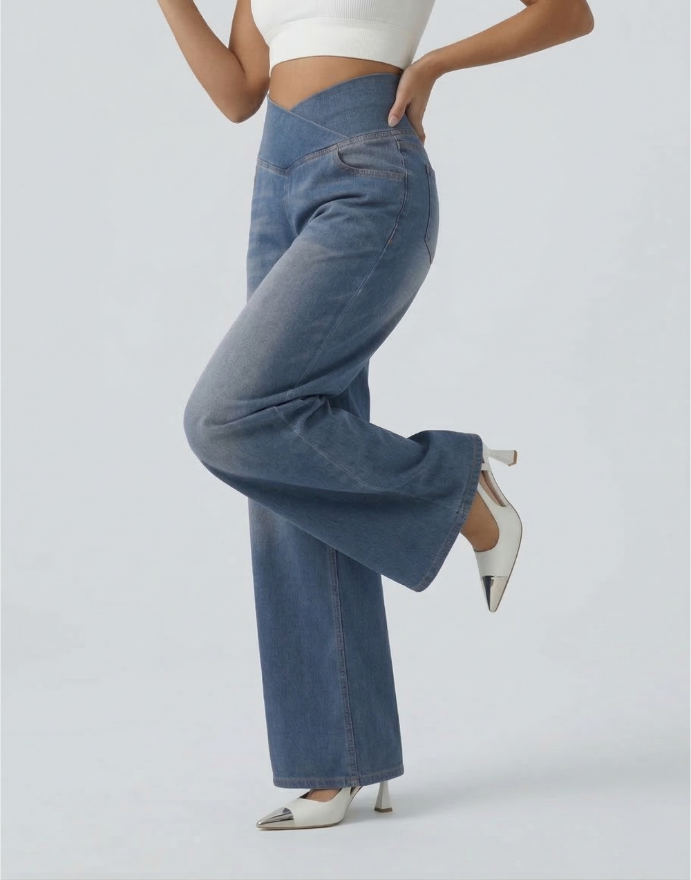 Cooling & Buttery Soft With Tummy Control Loose Cut Booty Jeans With Pockets