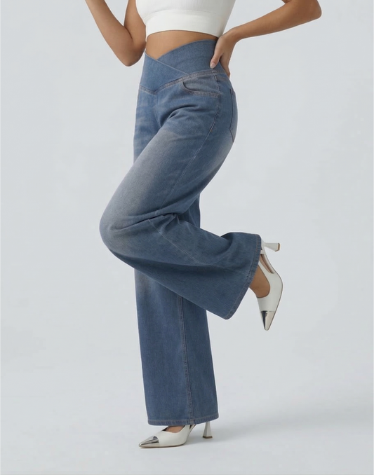 Cooling & Buttery Soft With Tummy Control Loose Cut Booty Jeans With Pockets
